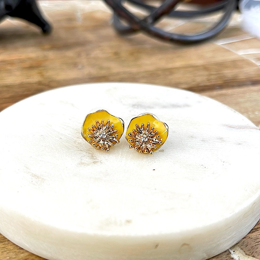 Yellow lotus earrings